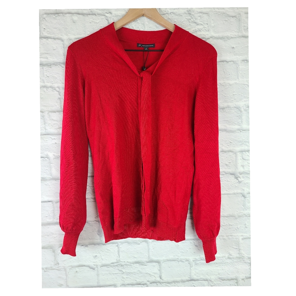 Adrianna Papell|NWT Red Neck Tie Sweater Size Sm
